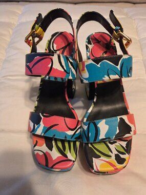 Michael Kors Collection Blaire Floral Leather Platform Sandal